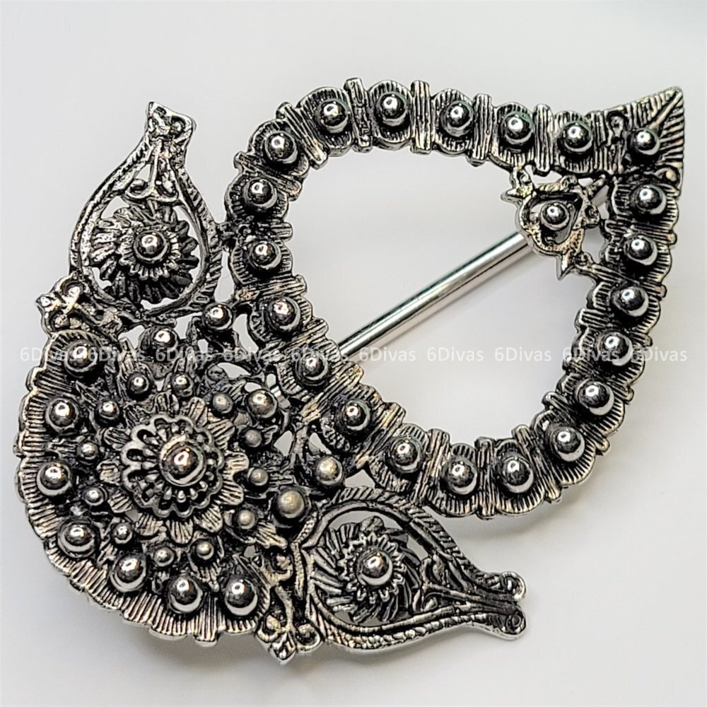 Unique Scarf Accessory, Handcrafted Antique Rhodium Plated Scarf Holder - NEW